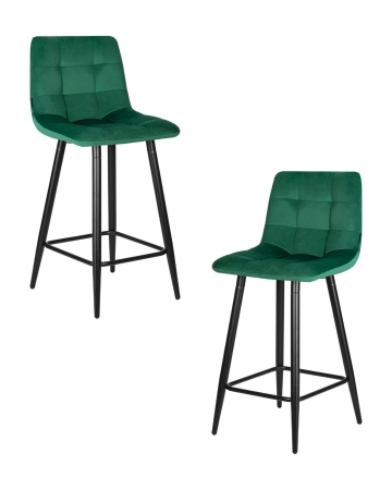Набор 2 шт Стул полубарный OLIVIA, черные матовые ножки, зеленый велюр (108-64)