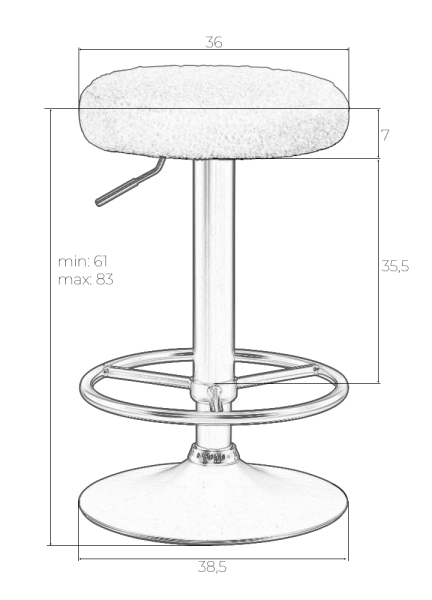 Табурет барный TEDDY BLACK белый букле 13 Табурет барный TEDDY BLACK белый букле 13