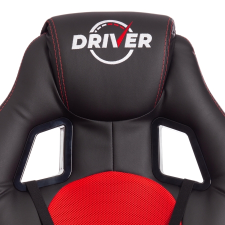 Кресло DRIVER (22) экокожа и ткань, черный и красный