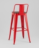 Стул барный TOLIX со спинкой красный глянцевый + темное дерево KD