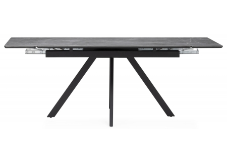 Керамический стол Вилли 140(200)х80 серый мрамор, черный