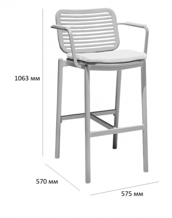 Кресло барное с подушкой Tagliamento Armona зеленый