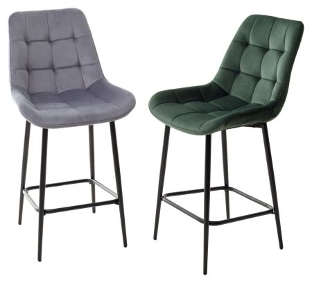 Полубарный стул ХОФМАН серый #H14 велюр, черный каркас H=63cm