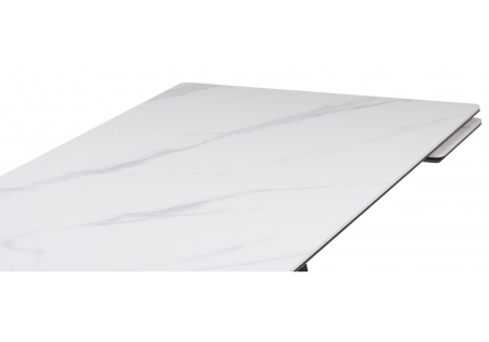 Керамический стол Памелла 140(200)х80 белый мрамор, черный