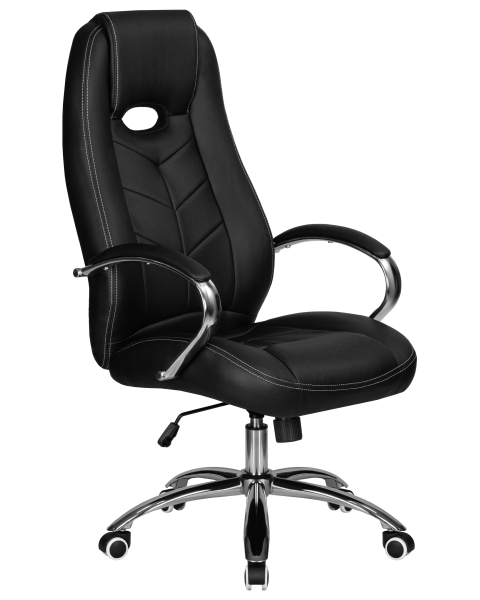 Офисное кресло TOBIAS черный, экокожа и металл, мягкое сиденье, с подлокотниками