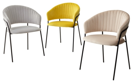 Стул ГЕММА светло-серый #H09 велюр, черный каркас