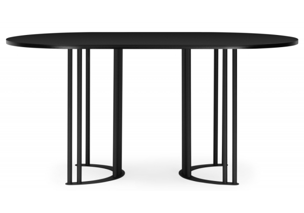 Стол деревянный Хьюго О 160 х 90 черная шагрень пленка, черные ноги