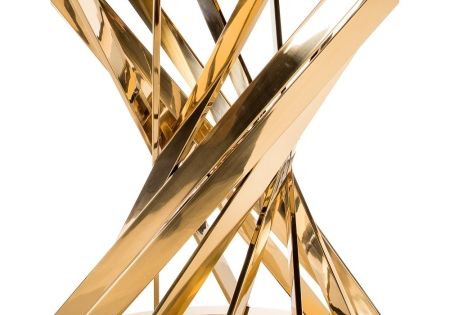 Стеклянный стол Twist золотой, черный