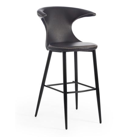 Стул барный FLAIR BAR (mod. 9018) экокожа, металл, 60х56х106 см, серый 22, черный