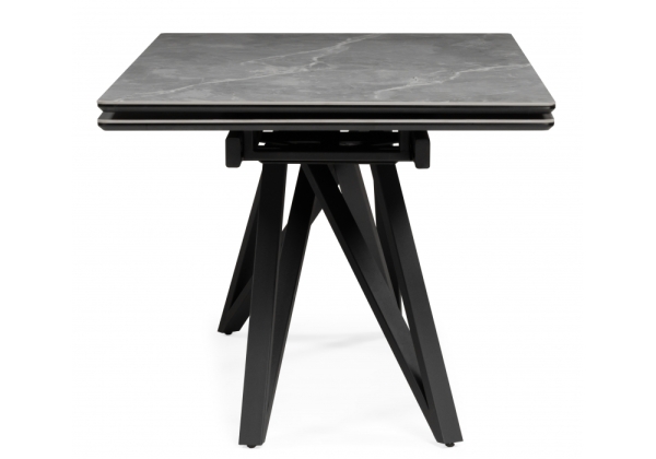 Керамический стол Вилсон 140(200)х80 серый мрамор larka grey, черный
