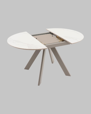 Стол круглый Миндель D100 столешница керамика белый глянец, основание металл латте Стол круглый Миндель D100 столешница керамика белый глянец, основание металл латте