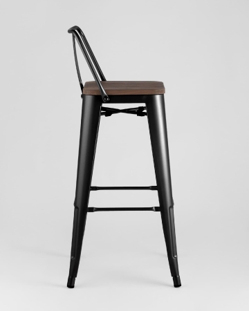 Стул барный TOLIX WOOD со спинкой черный глянцевый