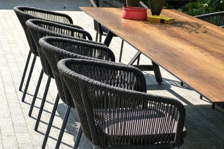 "Куба" обеденная группа на 10 персон, стол HPL "дуб", круглый роуп