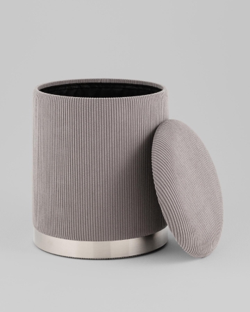 Пуф Эмили с ящиком серебро вельвет серый