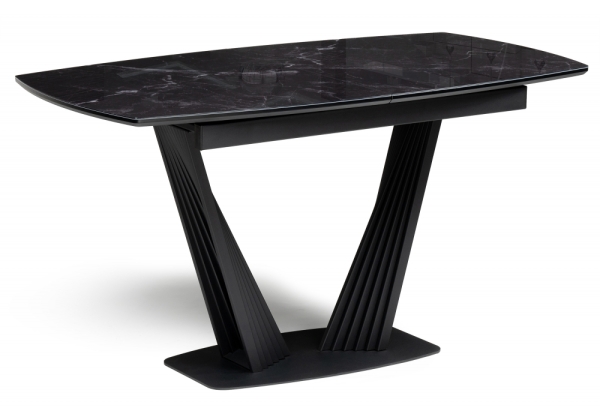 Стол стеклянный Вейл 140(180)х80 черный мрамор, черный