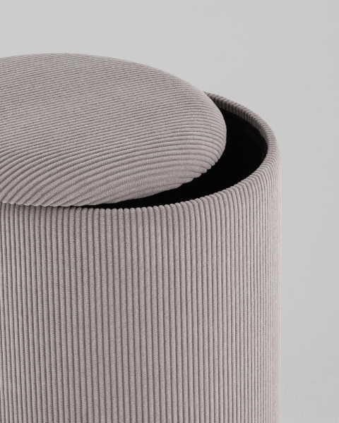 Пуф Эмили с ящиком серебро вельвет серый