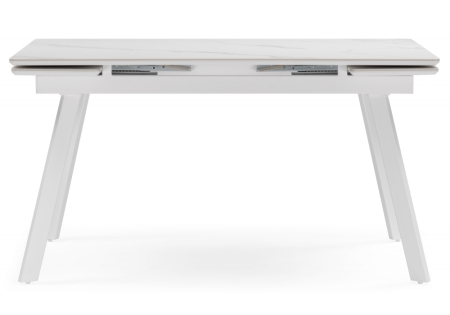 Керамический стол Норман 140 (200) х 80 белый мрамор alpin white, snow white, белый