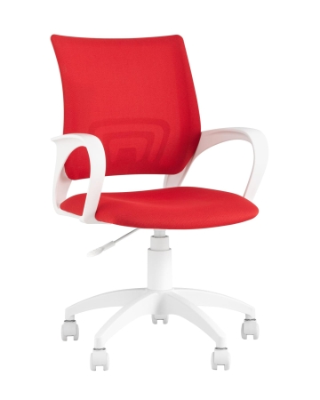 Кресло офисное ST-BASIC-W TopChairs красная ткань крестовина белый пластик