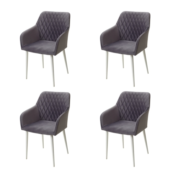 Стул BRANDY-X серый #27 белый каркас, велюр Стул BRANDY-X серый #27 белый каркас, велюр