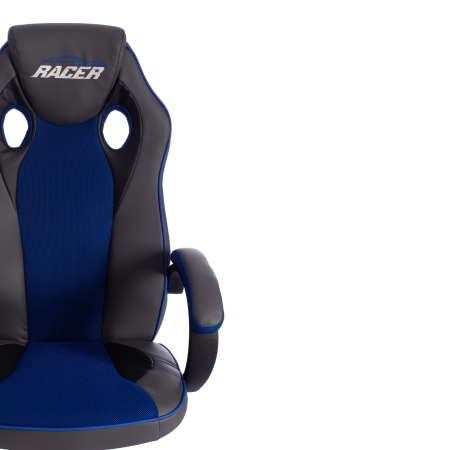 Кресло RACER GT new экокожа и ткань, металлик и синий