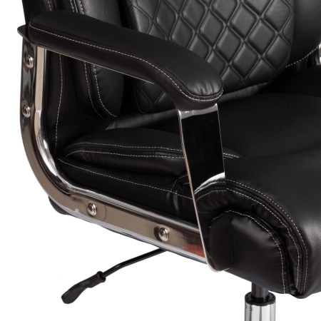 Кресло Atlant черный, экокожа и металл и пластик, мягкое сиденье, с подлокотниками