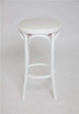 Полубарный деревянный табурет Венский 650 белая эмаль с мягким сиденьем из белой экокожи