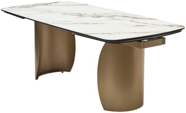 Стол BRONTE 200 раскладной KL-188 Контрастный мрамор матовый, итальянская керамика, Шампань