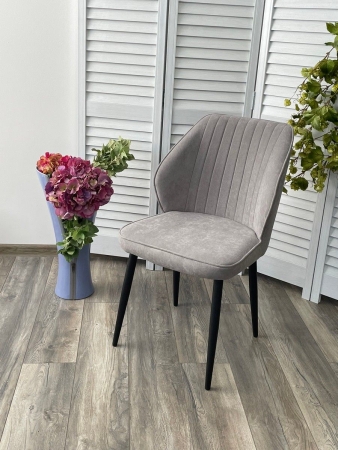 Стул VENA цвет B22 серый, велюр, черный каркас