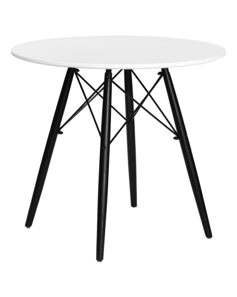Стол обеденный CHELSEA`80 BLACK, столешница белая, основание черное