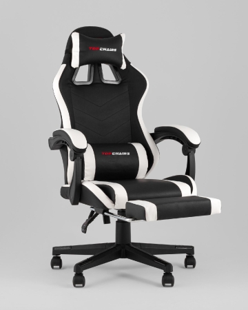 Кресло спортивное Prophet TopChairs с оттоманкой черно-белый