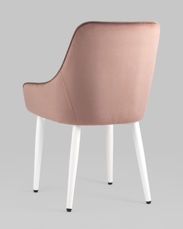 Стул Диана велюр пыльно-розовый ножки белые