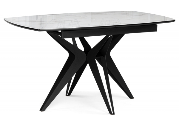Стол стеклянный Риполь 140(180)х80 статуарио, черный