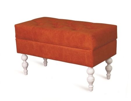 Банкетка Виктория морковного цвета с белыми ножками