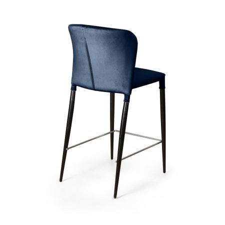 Стул полубарный Albert бархат синий, опора конус