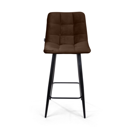 Стул полубарный UNO бархат коричневый, черный конус