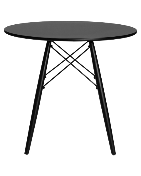 Стол обеденный CHELSEA`80 BLACK, столешница черная, основание черное