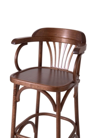 Барный деревянный стул Венский 750 средний тон с твердым сиденьем