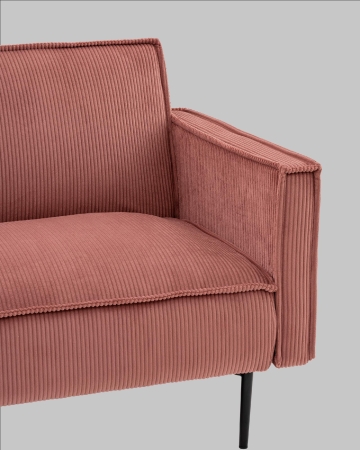 Диван прямой Кассель велюр рельефный коралловый