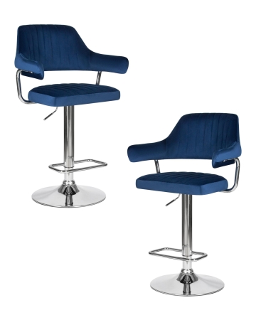Набор 2 шт Стул барный CHARLY, синий велюр (MJ9-117)