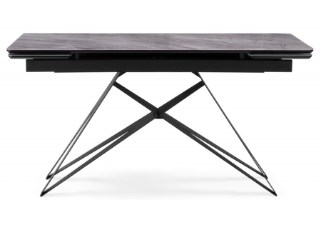 Стол стеклянный Блэкберн 140(200)х80 кристл серый мрамор, черный