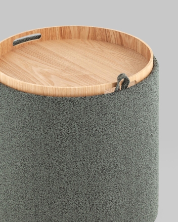 Пуф-столик с ящиком Хюгге S букле темно-серый