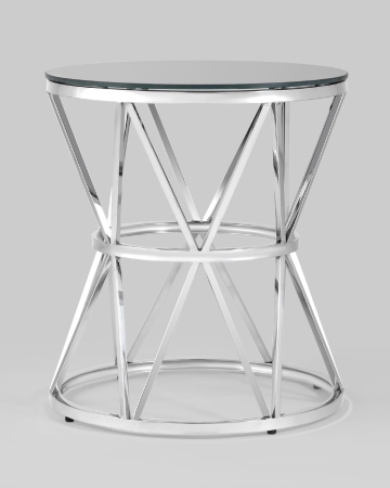 Журнальный стол 50*50 ВИВА серебро стекло черное