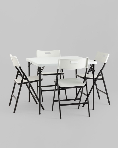 Комплект раскладного стола и стульев Кейт белый Комплект раскладного стола и стульев Кейт белый