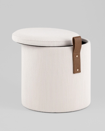 Пуф Руни XS с ящиком вельвет белый