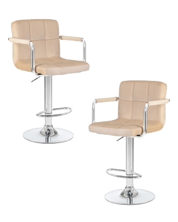 Набор 2 шт Стул барный KRUGER ARM, бежевый велюр (MJ9-10)