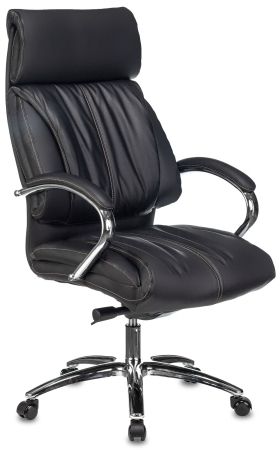 Кресло руководителя Бюрократ T-9904NSL черный кожа с подголов. крестовина металл хром