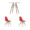 Стол EAMES D80 белый + 2 стула EAMES style красные