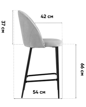 Стул полубарный Логан SN велюр светло-серый