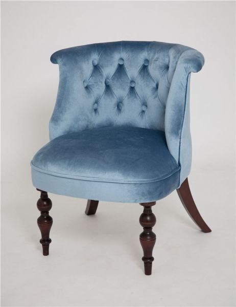 Кресло Бархат темный тон, небесно-голубой