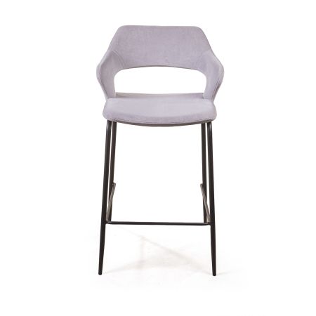 Стул полубарный Woddy бархат серый